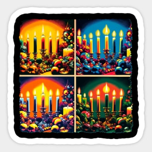 Vibrant Candlelight: A Pop Art Christmas - Classic Christmas Sticker